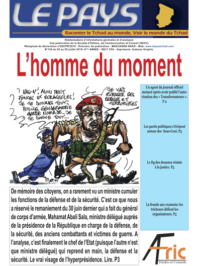 A la Une de votre hebdomadaire no 124 à paraître dans l’après-midi de ce mercredi 03 juillet 2019 : 1