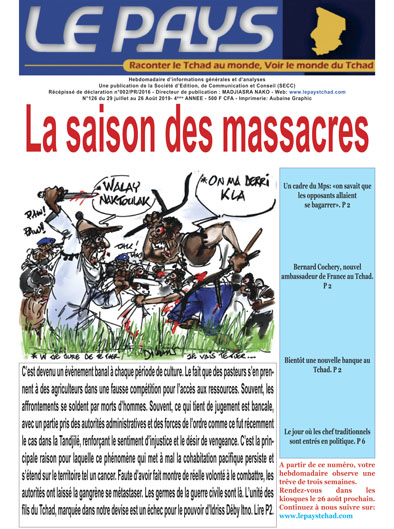 A la Une de votre hebdomadaire no 126 à paraître dans l’après-midi de ce mardi 30 juillet 2019 1