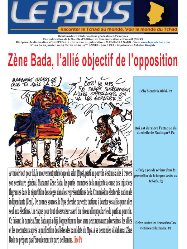 A la Une de votre hebdomadaire no 146 paru ce mercredi 29 janvier 2020