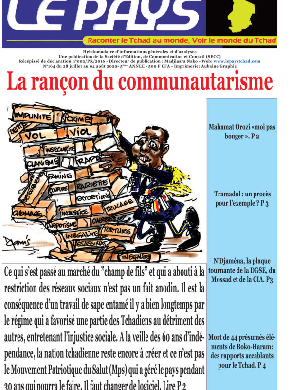 A la Une de votre hebdomadaire no 164 paru ce mardi 28 juillet 2020