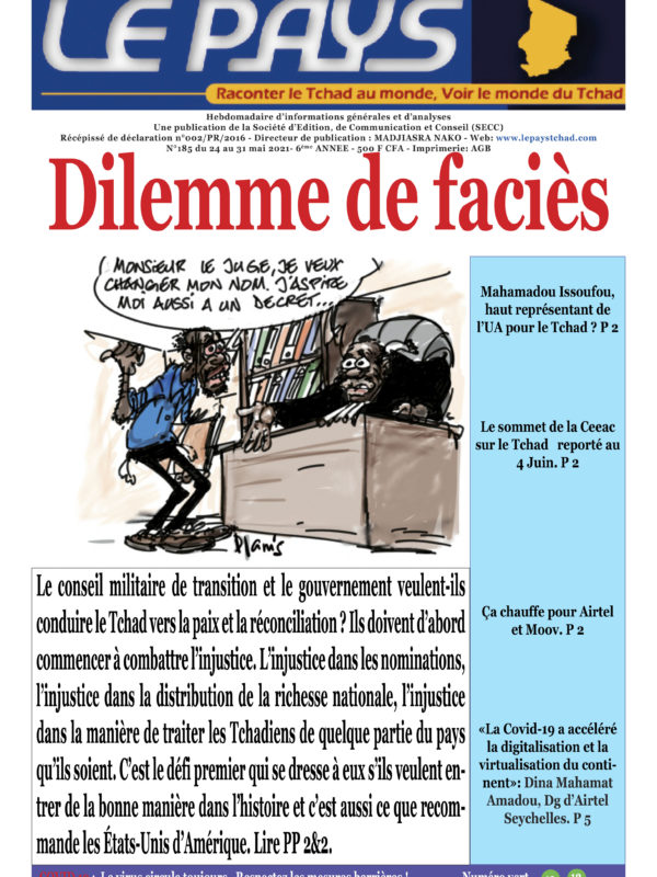 A la Une de votre hebdomadaire no 185 paru le lundi 24 mai 2021