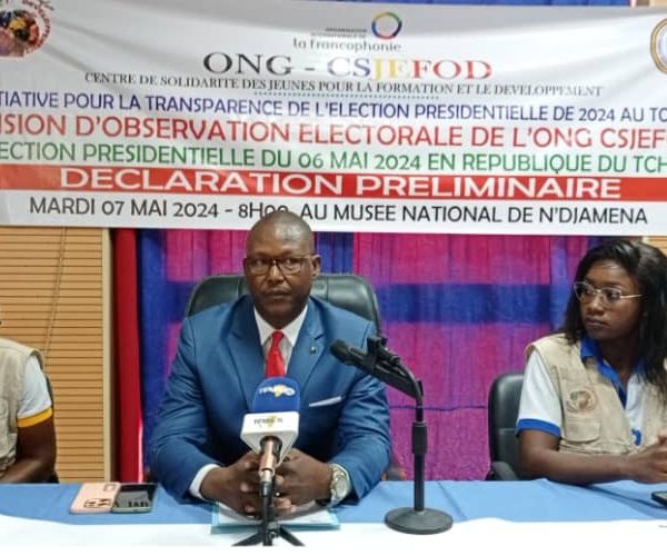 Présidentielle 2024:  l’Ong-Csjefod félicite le peuple Tchadien pour sa maturité politique