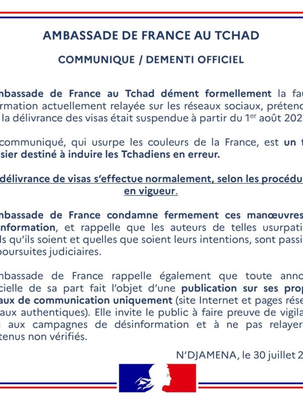 INTOX : Aucune suspension de la délivrance de visas aux ressortissants tchadiens