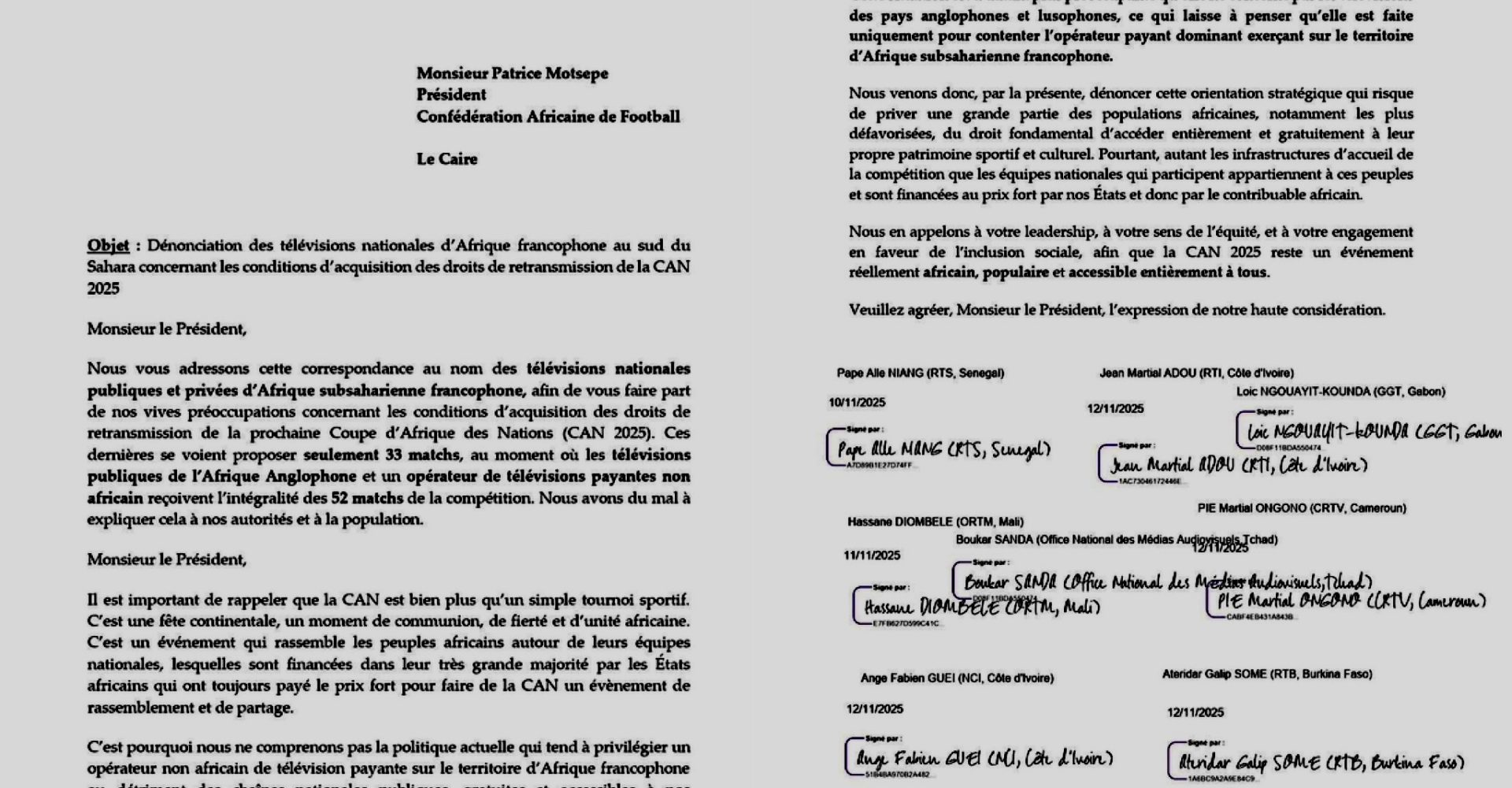 CAN 2025 : les télévisions francophones dénoncent une injustice sur les droits TV 1 CAN 2025 : les télévisions francophones dénoncent une injustice sur les droits TV 1