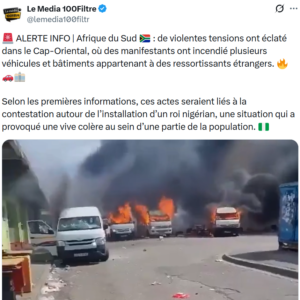 PARTIELLEMENT FAUX : Cette vidéo ne montre pas des émeutes causées par l’intronisation d’un roi nigérian en Afrique du Sud 2