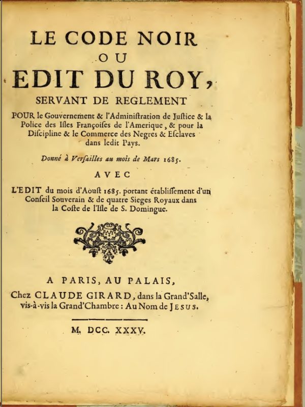 La France engage l&rsquo;abrogation formelle du Code noir