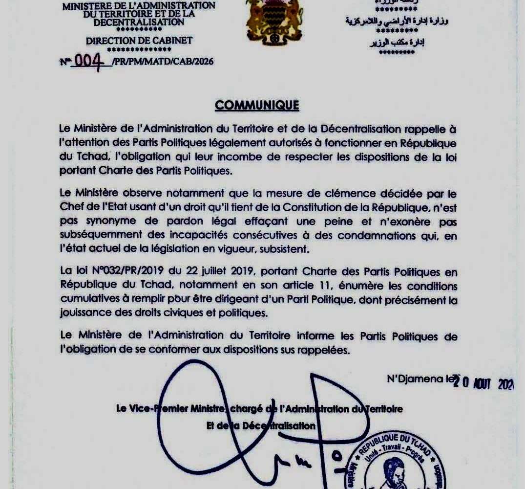 Clémence présidentielle : les incapacités liées aux condamnations restent en vigueur, rappelle le ministère de l’Administration du territoire 1