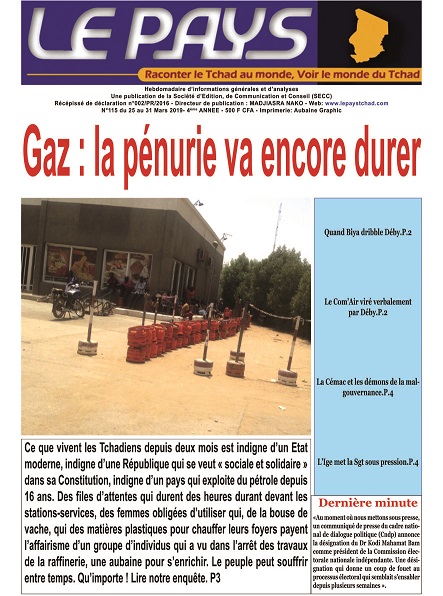 A la UNE de votre hebdomadaire no 115 à paraître dans l’après-midi de ce mercredi 27 mars 2019 :
