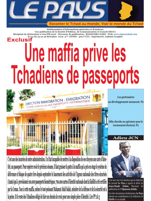 A la Une de votre hebdomadaire no 142 paru ce lundi 13 décembre 2019