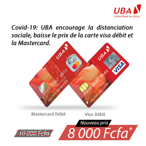 Covid-19 : UBA encourage la distanciation sociale, baisse le prix de la carte visa débit et la Mastercard
