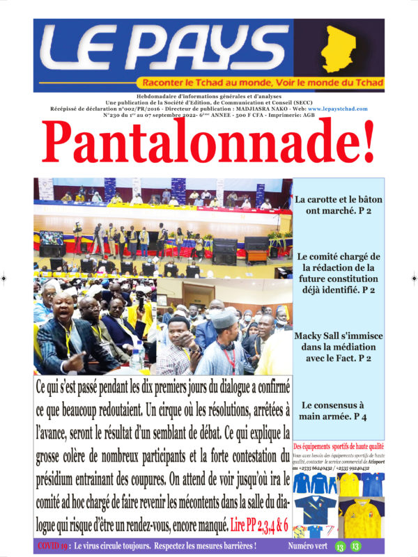 ﻿A la Une de votre hebdomadaire no 230 paru ce jeudi 1er septembre 2022