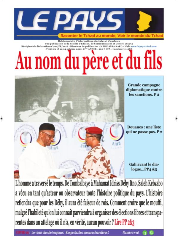A la Une de votre hebdomadaire no 235 paru ce mardi 18 octobre 2022