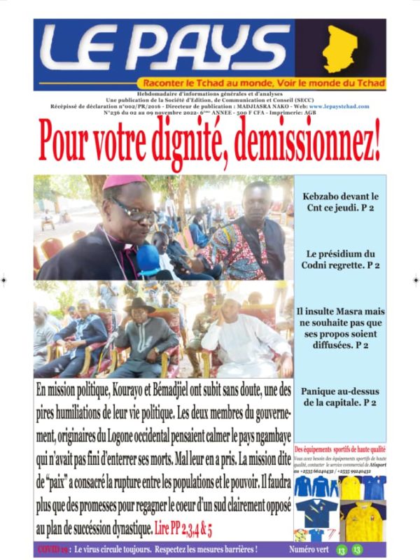 A la Une de votre hebdomadaire no 236 paru ce mercredi 2 novembre 2022