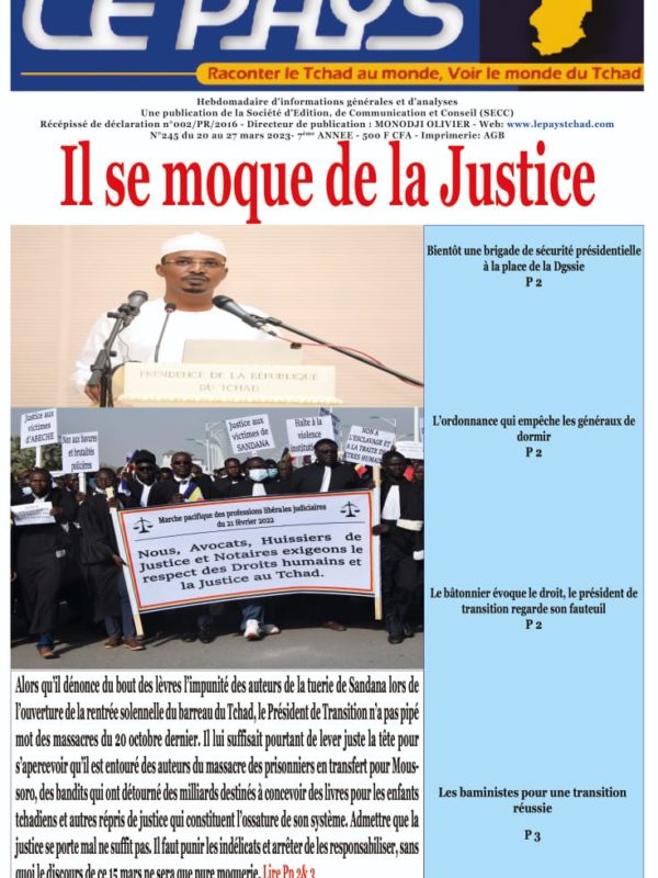 La Une de votre hebdomadaire n°245 paru ce lundi 20 mars 2023