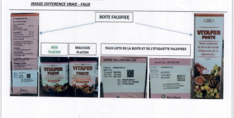 Tchad : le ministère de la santé alerte sur la circulation de faux lot de sirop Vitafer Forte 1