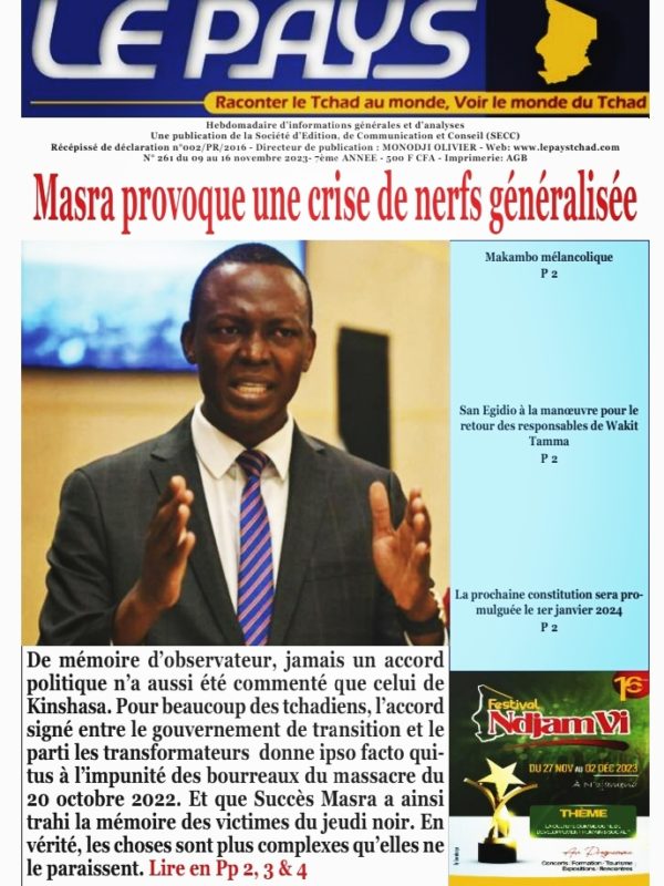 La Une de votre hebdomadaire n°261