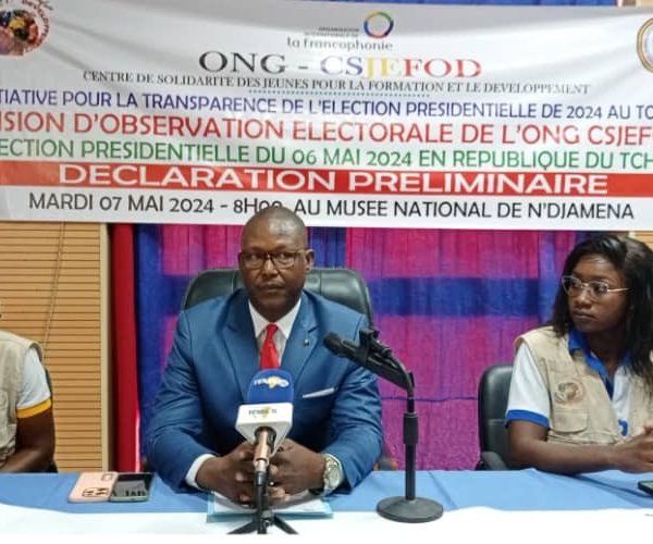 Présidentielle 2024:  l’Ong-Csjefod félicite le peuple Tchadien pour sa maturité politique