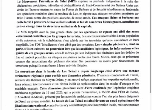 Communiqué MPS ONU